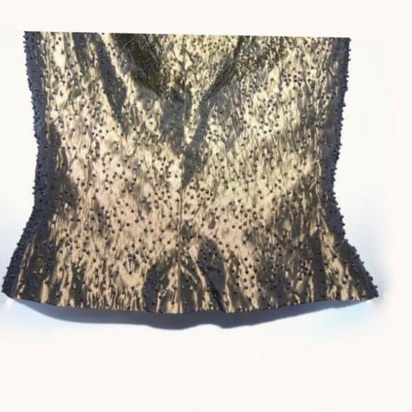 VTG Ann Taylor Bronze V Neck Beaded Dress TOP Shell - Picture 5 of 8